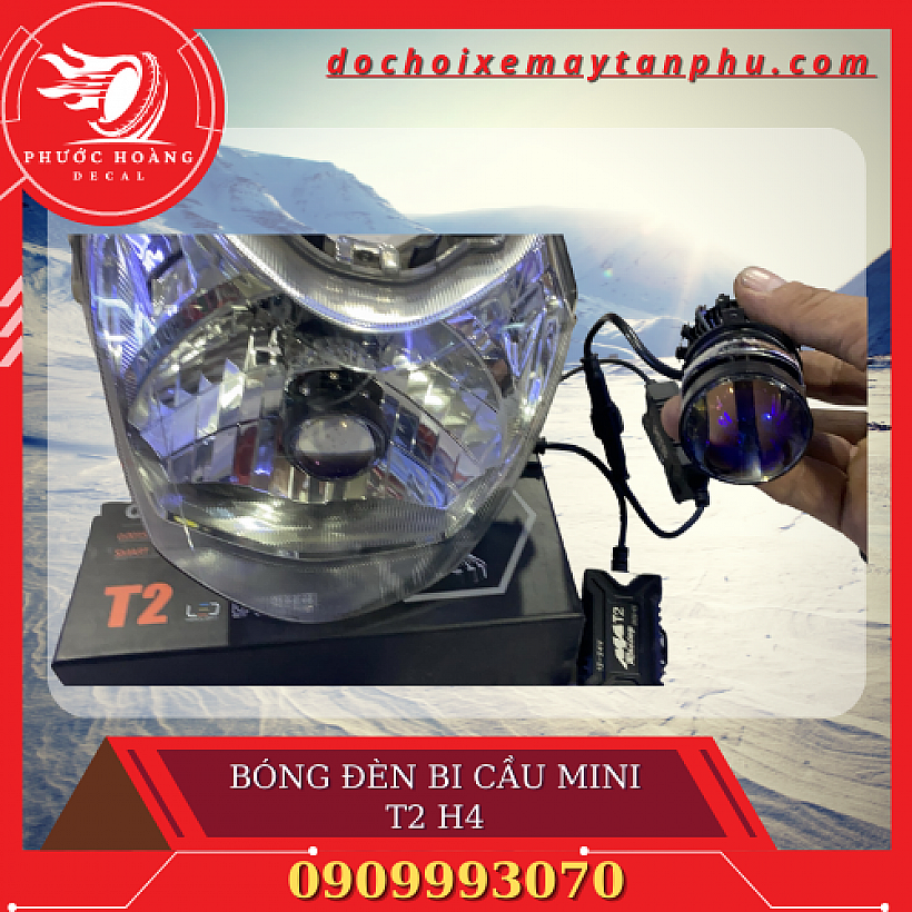 Bóng đèn bi cầu mini t2 h4 cos trắng, pha trắng